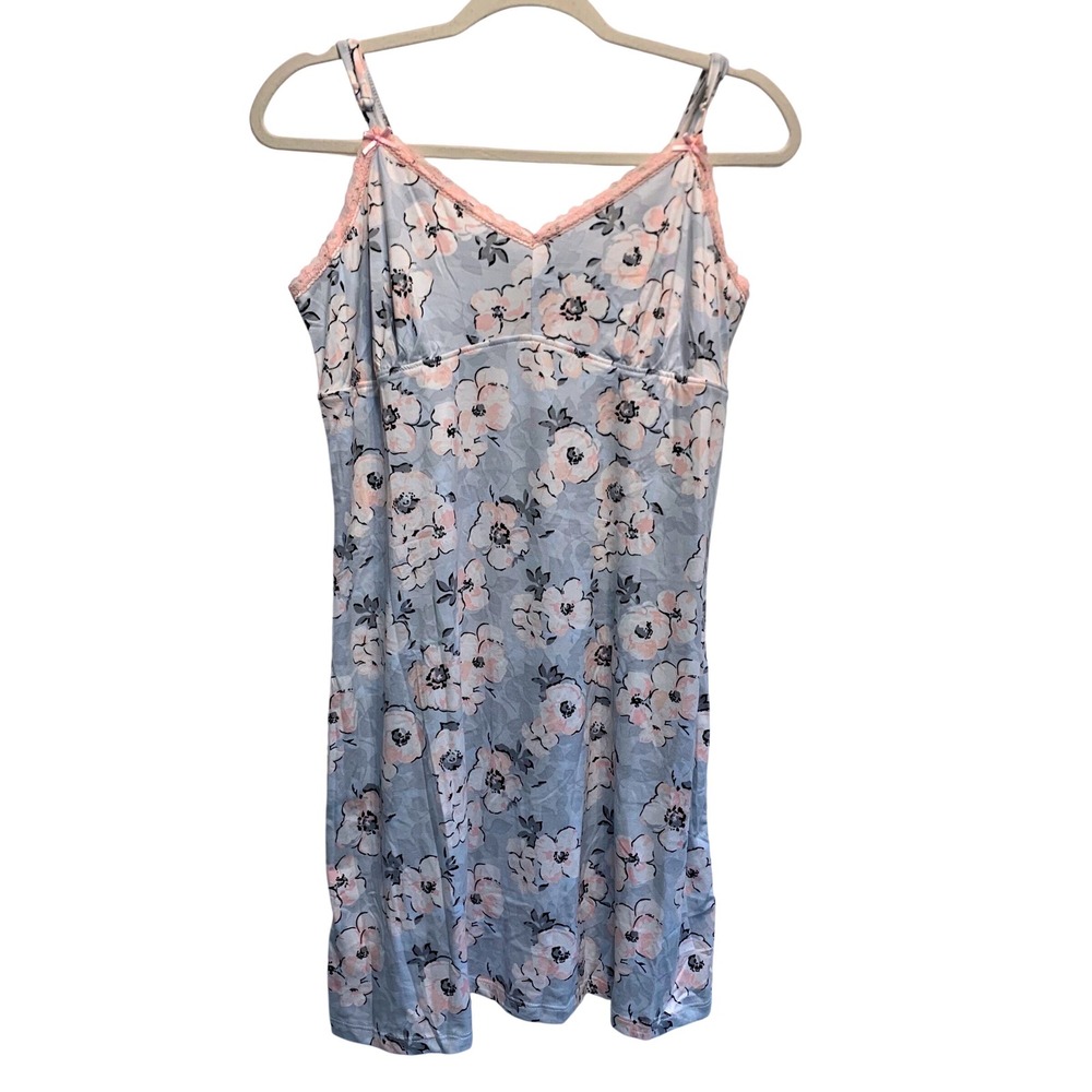 Rene Rofe Cottagecore Coquette Floral Nightgown Large Lace Trim Chemise Dainty